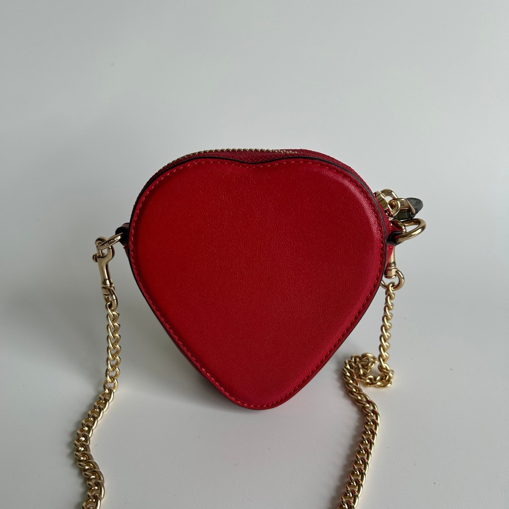 Coach Strawberry Red Leather Crossbody Bag Gold Chain CH524 Excellent - Picture 3 of 8